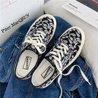 苏芈ins腰果花帆布鞋男黑色板鞋男鞋韩版学生潮鞋子港风chic休闲布鞋