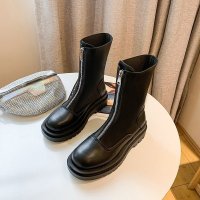 苏芈马丁靴女2021年夏季新款烟筒切尔西短靴百搭厚底英伦夏天中筒靴子