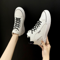 苏芈高帮小白鞋女2021年春秋新款女鞋板鞋秋季皮面运动休闲帆布鞋