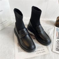 苏芈弹力针织袜靴子女短靴春秋单靴2021年新款短筒英伦网红马丁瘦瘦鞋