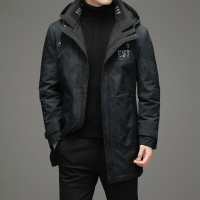 恒源祥迷彩羽绒服男中长款厚连帽加大码210码保暖防寒工装潮流时尚男士外套冬季新款