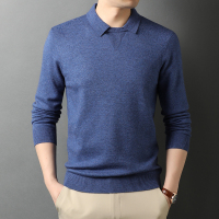 恒源祥韩版潮翻领加绒针织衫毛衣男厚时尚休闲保暖打底衫男装上衣服冬季
