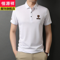 恒源祥2022年夏凉感绣标短袖T恤男士T恤韩版休闲翻领日常修身男式体恤薄