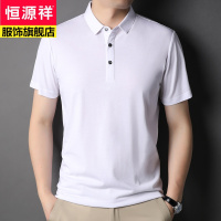 恒源祥品牌夏季冰爽含桑蚕丝短袖T恤男士T恤白色polo衫时尚休闲体恤新款