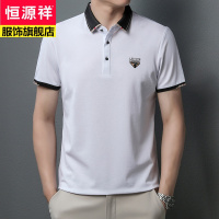 恒源祥品牌凉感含桑蚕丝男士短袖T恤韩风精致休闲男装体恤2022年夏新款