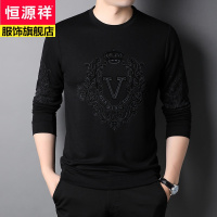 恒源祥品质印花圆领长袖男士T恤时尚休闲卫衣宽松男装体恤2022秋季新款