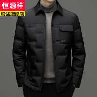 恒源祥加大210码翻领鸭绒羽绒服男士外套商务休闲中年衣服2022冬季新款