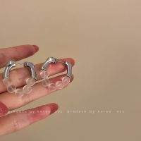 925银珠子耳环 小众设计感磨砂亚克力珠子几何耳环ins冷淡风极简百搭耳饰配饰女