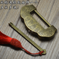古铜色 百年好合仿古锁 合金锁头明清中式仿古铜锁 合金横开挂锁 柜门锁