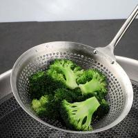 304多用大漏勺14cm[一物多用] 欧乐多漏勺不锈钢捞面长柄勺家用捞饺子过滤网大号厨房油炸焯水