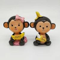 黄色甜甜猴1对 蛋糕装饰摆件香蕉猴子甜甜猴烘焙摆件汽车摆件家居摆件树脂工艺品