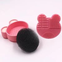 一个干湿俩用洗涮盒(粉色) 化妆刷清洁盒眼影刷快速干海绵盒化妆套装洗刷硅胶清理余粉