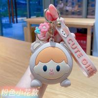 可爱女孩 粉色花 卡通可爱女孩硅胶耳机包零钱包创意女生钥匙包迷你收纳小包包
