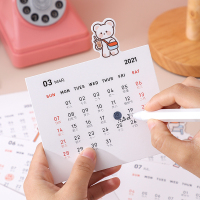 。2021年日历卡通可爱少女心木质底座异形台历创意记事本办公桌摆