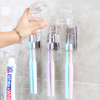 不锈钢 创意不锈钢架家用无痕贴牙刷杯架卫浴洗漱杯收纳架牙刷架/牙具座