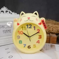 1083招财猫闹钟/黄色 招财猫闹钟床头创意简约小闹钟学生儿童可爱卡通小猫咪起床钟时钟