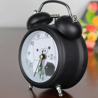 两款黑白猪样式随机发货 合飞品牌闹钟静音创意学生时尚个性儿童床头钟表夜光数字现代简约