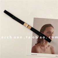 黑色 卡扣弹力腰带 弹力松紧百搭细腰带女配连衣裙裙子毛衣西装外套收腰腰封装饰黑色