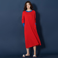 红色 均码 睡裙女秋季薄款长袖睡衣大码宽松春秋款长款过膝可外穿秋冬家居服