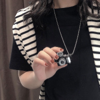 原宿相机(有闪光 声音) 可发声闪光小照相机项链女日系ins潮嘻哈男女毛衣链长款卫衣链夏