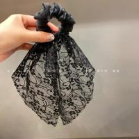 黑色 飘带头绳夏季扎马尾皮筋韩国超仙发饰品头花女发带绑头发蕾丝发绳