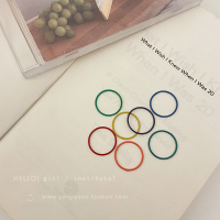 彩色素圈7件套戒指 彩色细圈套装戒指女小众设计感时尚个性冷淡风简约素圈食指戒指环