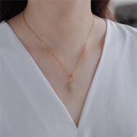 XL20273(偏淡色) 小众设计感和田玉树叶项链女夏ins简约复古颈链高级感轻奢锁骨链