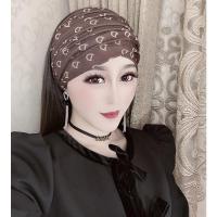 图片色咖色（微色差） 妖梦原创宽边百搭弹力头巾帽女 复古百搭遮盖白发发饰 两用围巾