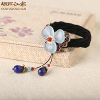 图片款 烟雨江南流苏古风原创蓝色大肠发圈马尾扎头发头绳玛瑙森女系头绳