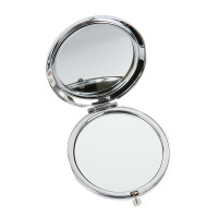 JZ006-银色 小镜子随身外出携带圆形金属镜子时尚迷你化妆镜便捷式折叠小圆镜