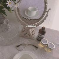 米白色 一面带花一面不带 高端心化妆桌面台式ins双面欧式复古翻转风化少女镜玻璃摆件镜子