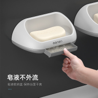 卫生间浴室肥皂盒子贴墙上壁挂式轻奢吸盘香皂盒个性创意沥水双层