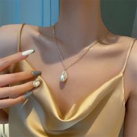 (B款)单颗异形珍珠项链 复古珍珠项链女毛衣链ins冷淡风轻奢小众设计感颈链双层锁骨链