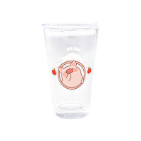 萌萌猪款 朴坊 LuLu猪有盖吸管玻璃大容量水杯可爱韩式少女ins风高颜值杯子