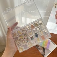 透明28格收纳盒 便携透明首饰盒耳钉项链耳饰盘彩色收纳盒小巧精致耳环防氧化盒子