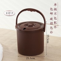28号桶 红棕色(无赠品) 家用茶水桶功夫茶储水桶茶渣桶加厚耐用茶几塑料水桶矮款茶具配件