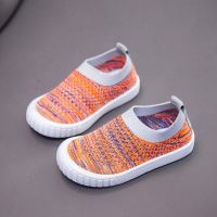 24 内长约15.0cm 黑色 儿童帆布鞋宝宝休闲飞织网鞋2021春秋女童懒人鞋男童鞋学生童鞋