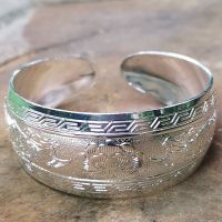 亮色款 牡丹花宽大手镯 宽手镯复古 个性手镯男女可戴 民族风舞蹈手镯