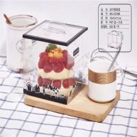 4寸加高黑牛乳盒50套 4寸加高手提小蛋糕盒 慕斯切件牛乳盒蛋糕配底托烘焙包装盒爆浆盒