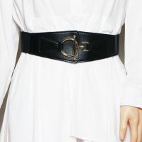 黑色 大衣腰封腰带女宽配件毛呢松紧弹力装饰配裙子连衣裙收腰高档扣