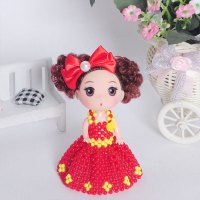 小公主-红色(材料包) DIY手工串珠散珠公主娃娃材料包送儿童礼物摆件亚克力珠子