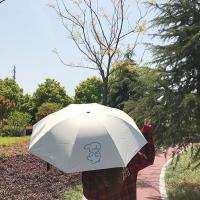 晴雨伞蓝卷毛狗 伞晴雨两用少女心学生韩版黑色格子纹蝴蝶结木质手柄成人双人雨伞