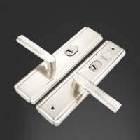 5公分单活 45-55mm 左内 不带钥匙 防盗门把手白金拉手大门锁入户门拉手通用型加厚步阳防盗门把手