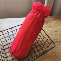 红色 长款韩版蕾丝花边居家防污精品护袖女式防脏棉布秋冬办公双层袖套