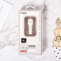 白色(主机+数据线+音乐卡) 8GB 仿耳机式mp3音乐播放器JM简约时尚迷你入耳插卡随身听附送内存卡