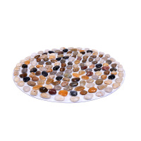 50*50圆形中密 浴室按摩防滑按摩垫天然雨花石鹅卵石透明底淋浴脚垫指压板足疗毯