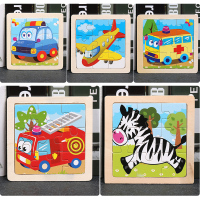 M04飞机-警车-救护车-消防车-斑 马(5款) 9片木质拼图小儿童2-3-4-5岁宝宝动物交通男孩女孩幼儿园益智玩具