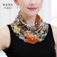 桃花潭水 桑蚕丝围脖女套头假领子丝巾防晒夏季薄款护颈网纱脖套真丝围巾