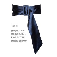 藏蓝色 腰带女配裙子丝带装饰连衣裙收腰绑带长丝巾布料布蓝色黑色宽腰封