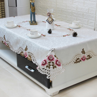 615款 正方:83*83cm 布艺茶几桌布餐桌台布刺绣绣花桌垫长方形现代简约防尘套罩盖巾布
